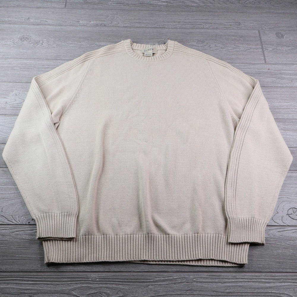 J. Crew Japan Cotton Raglan Crewneck Sweater Men's XL Beige Knit